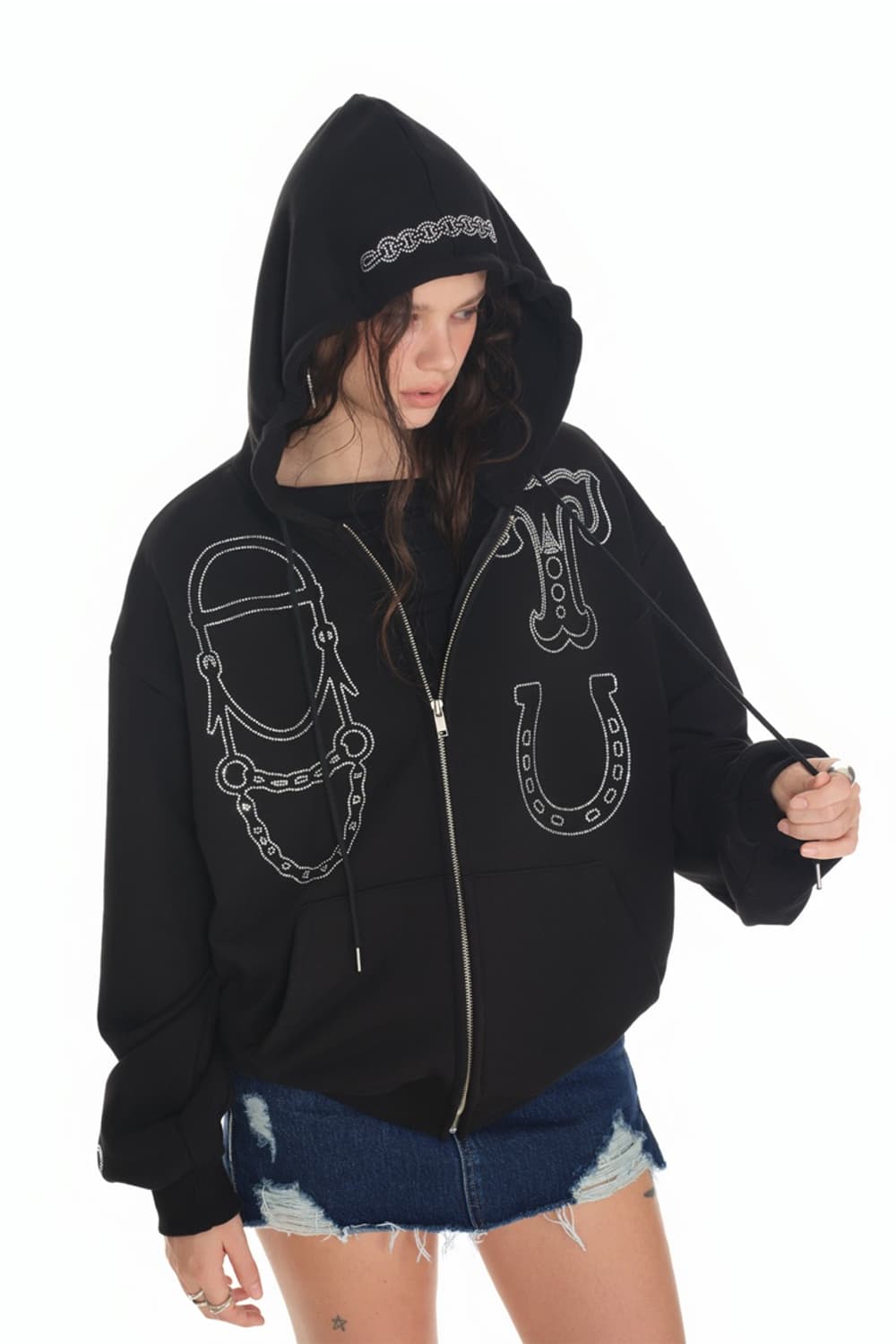 (택O) 투머치택스 웨스턴 핫픽스 후드집업 (블랙) 상품이미지6