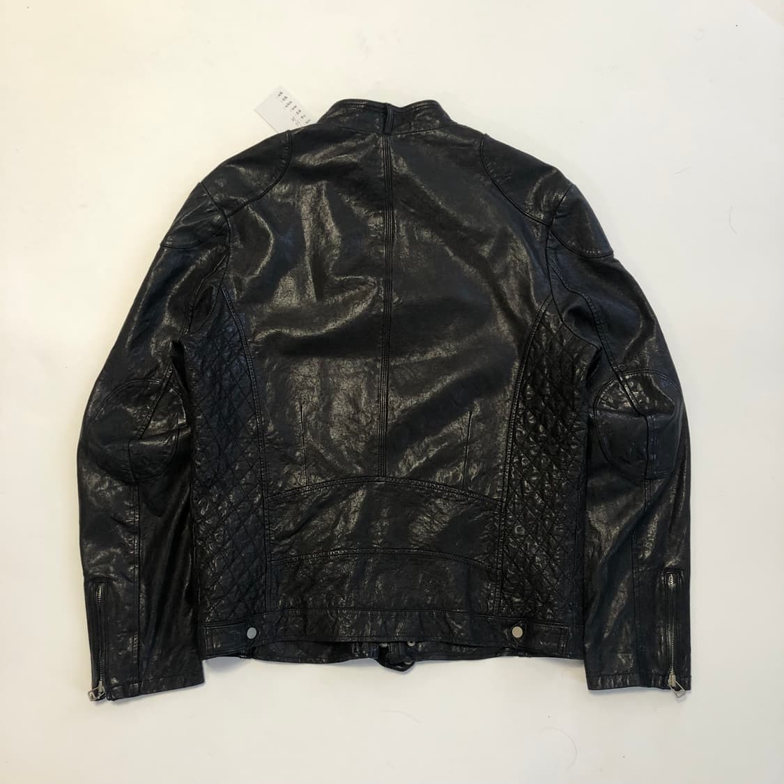 다이아몬드 퀄팅 디테일 레더 싱글 라이더 자켓  상품이미지2