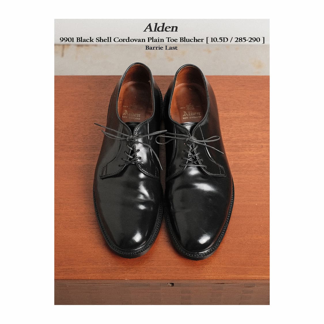 알든9901 10.5D사이즈 블랙 코도반 플레인토 더비 상품이미지1