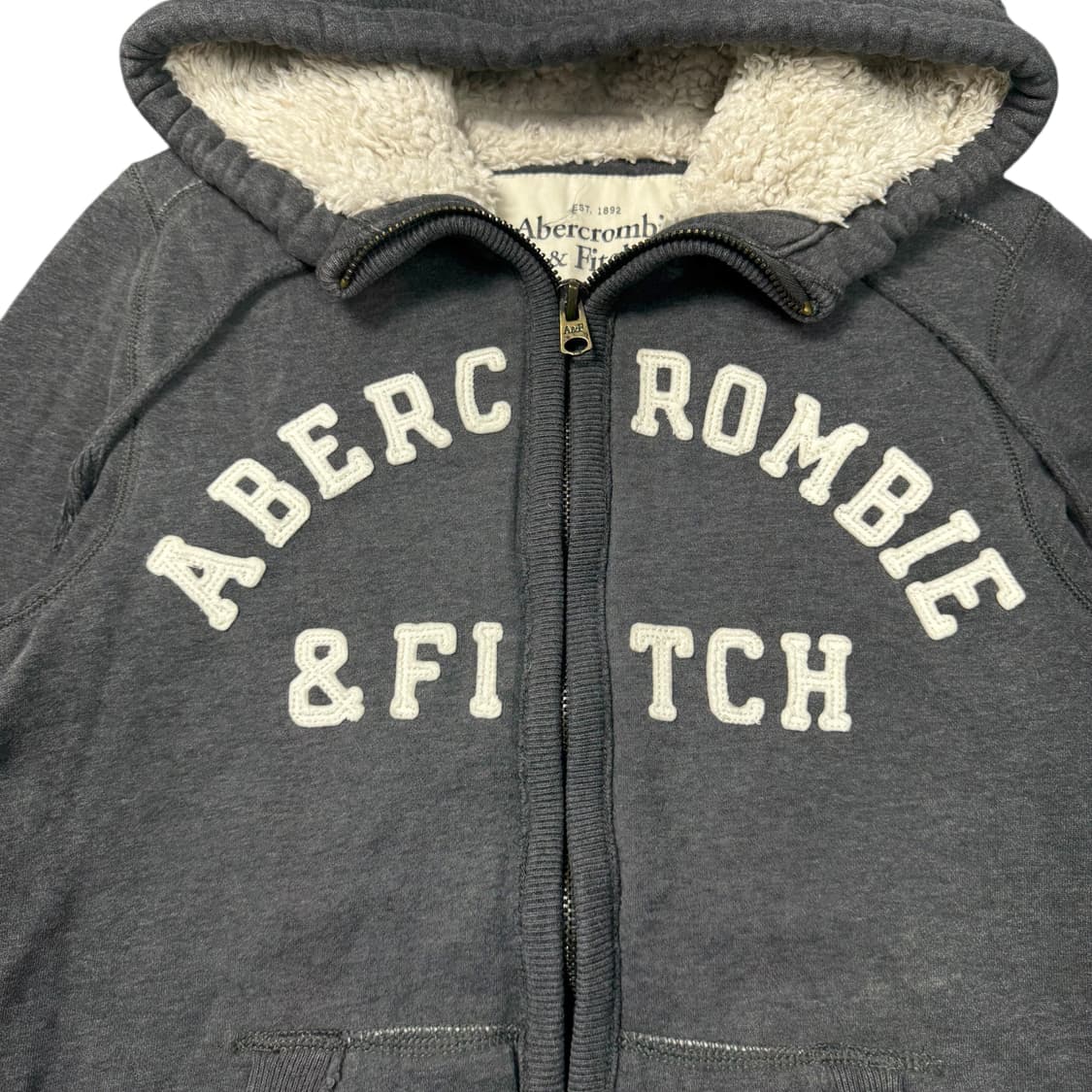 (L) 아베크롬비 아치로고 양털 후드집업 그레이 상품이미지2