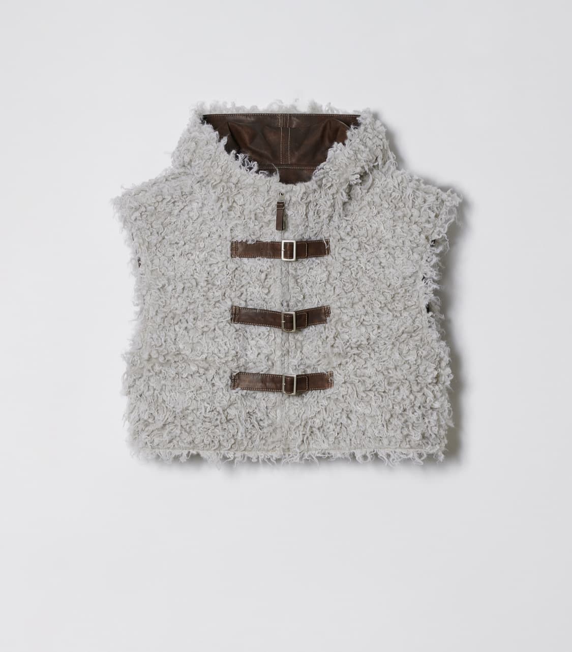 솔티페블 무스탕 후디 베스트 - 브라운  상품이미지8