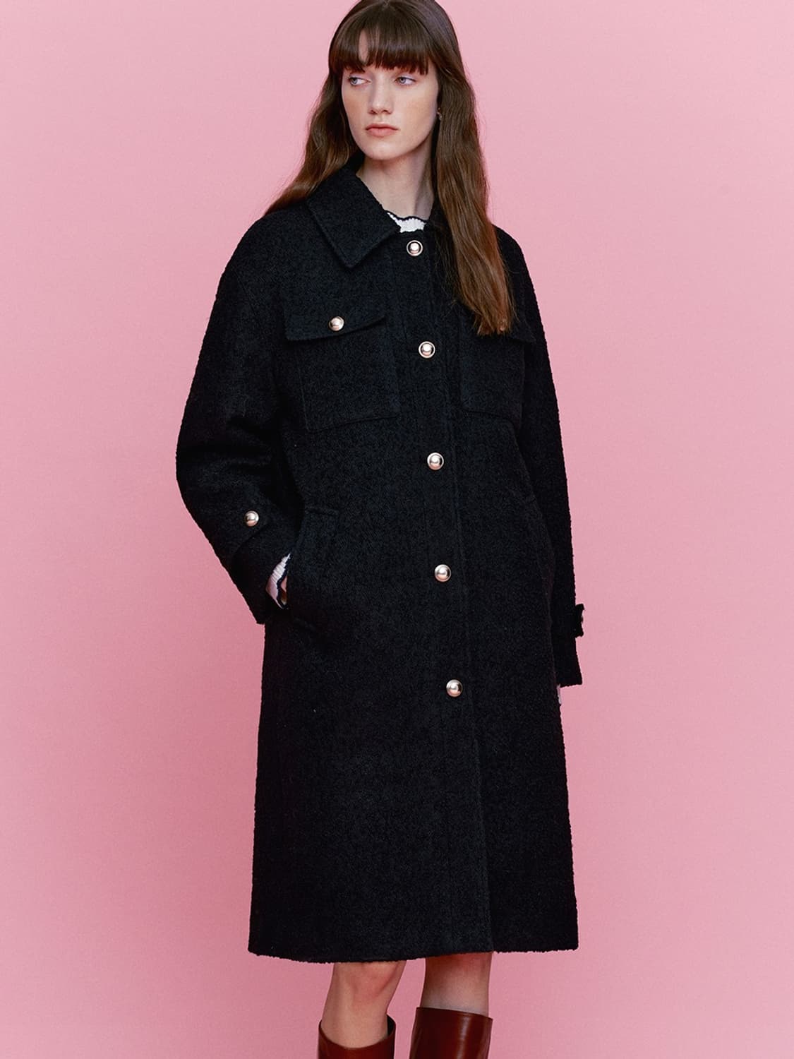 비뮤즈맨션 싱글 브레스티드 트위드 코트 36 상품이미지1