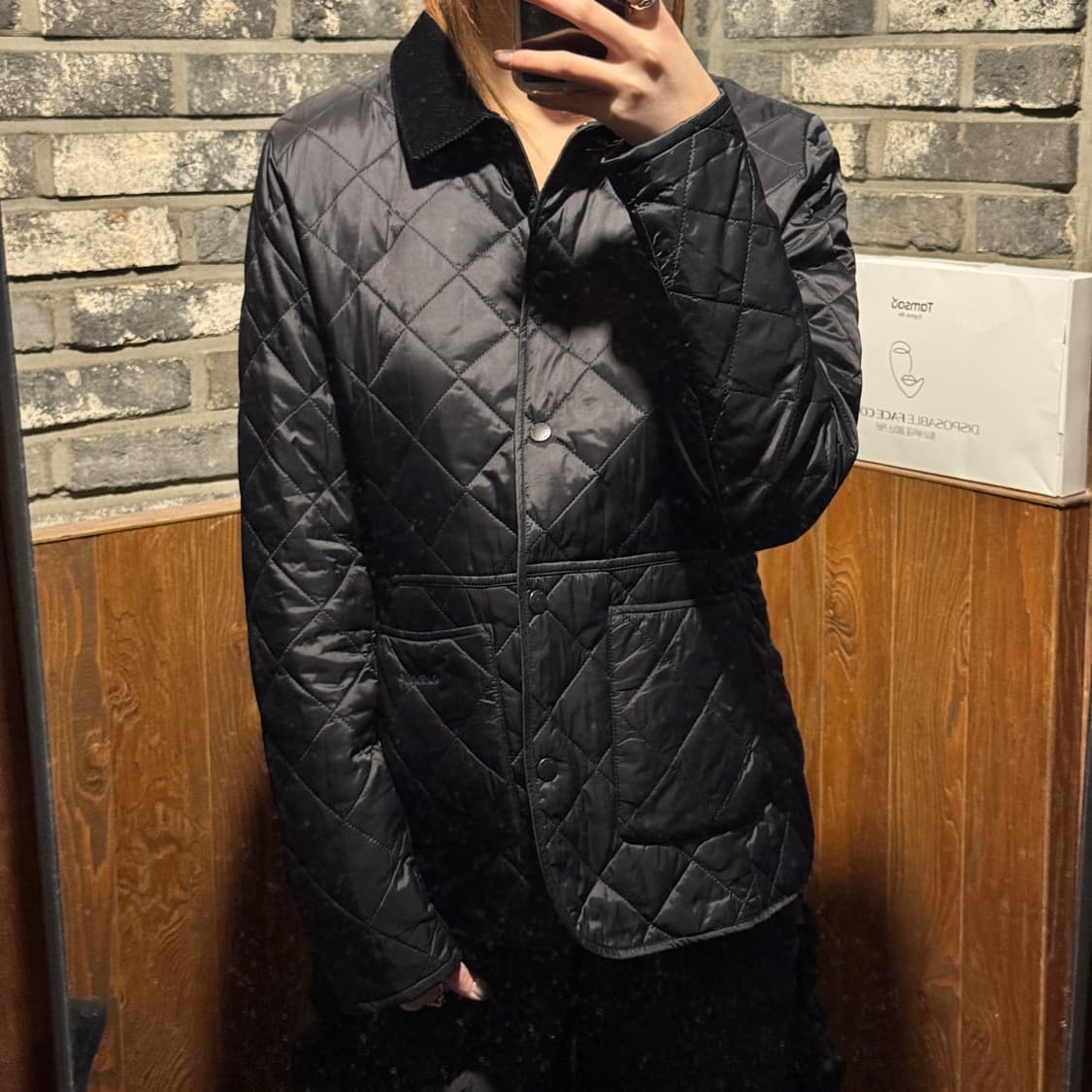 여L) 바버 데브론 퀼티드 자켓 블랙 올리브 상품이미지9