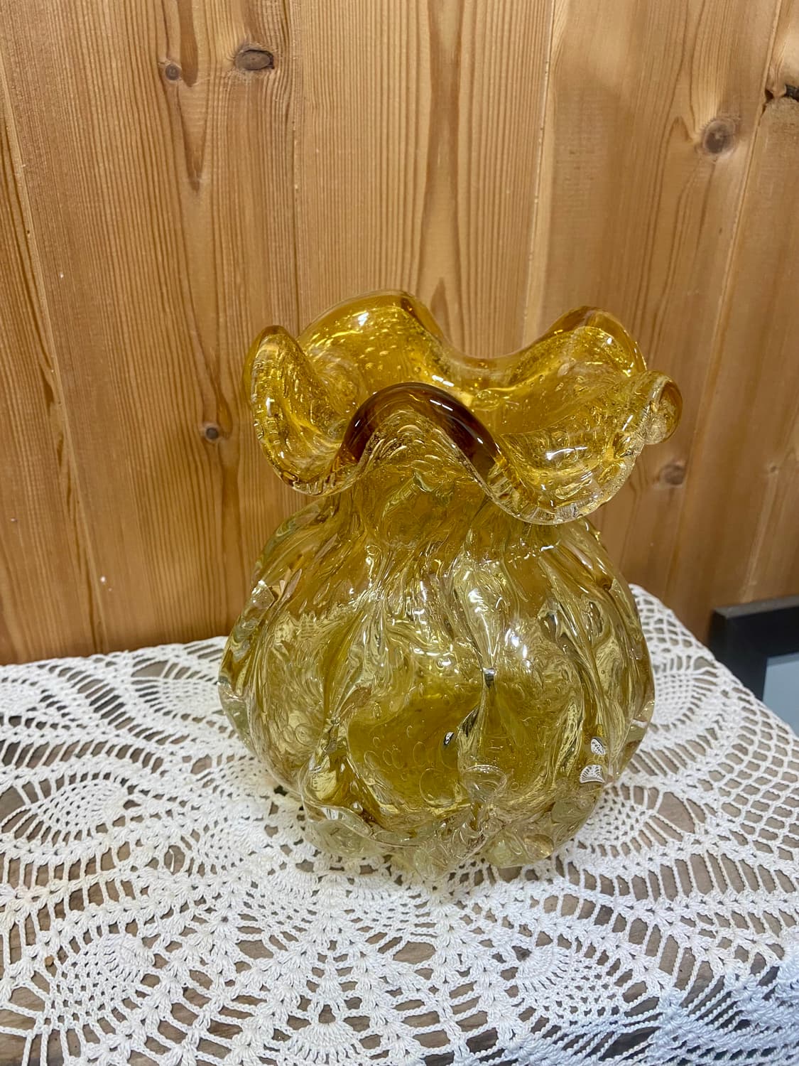 일본 유리공예 앰버 화병 꽃병 빈티지 소품 상품이미지6