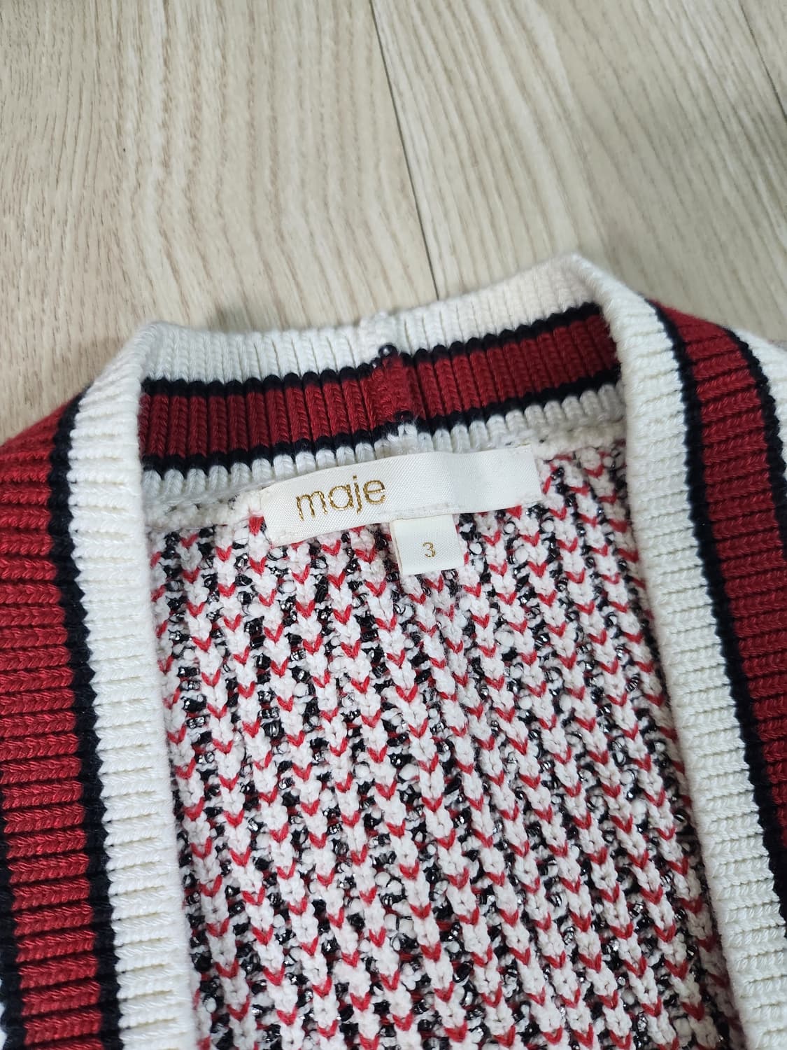 마쥬 레드 트위드 가디건  상품이미지3