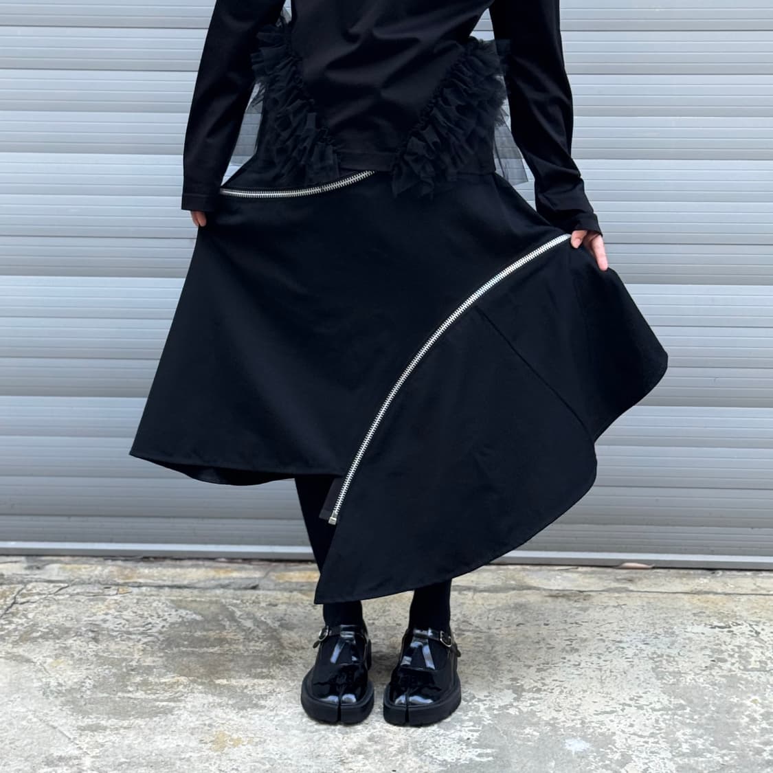Diagonal Zipper  black skirt 상품이미지9