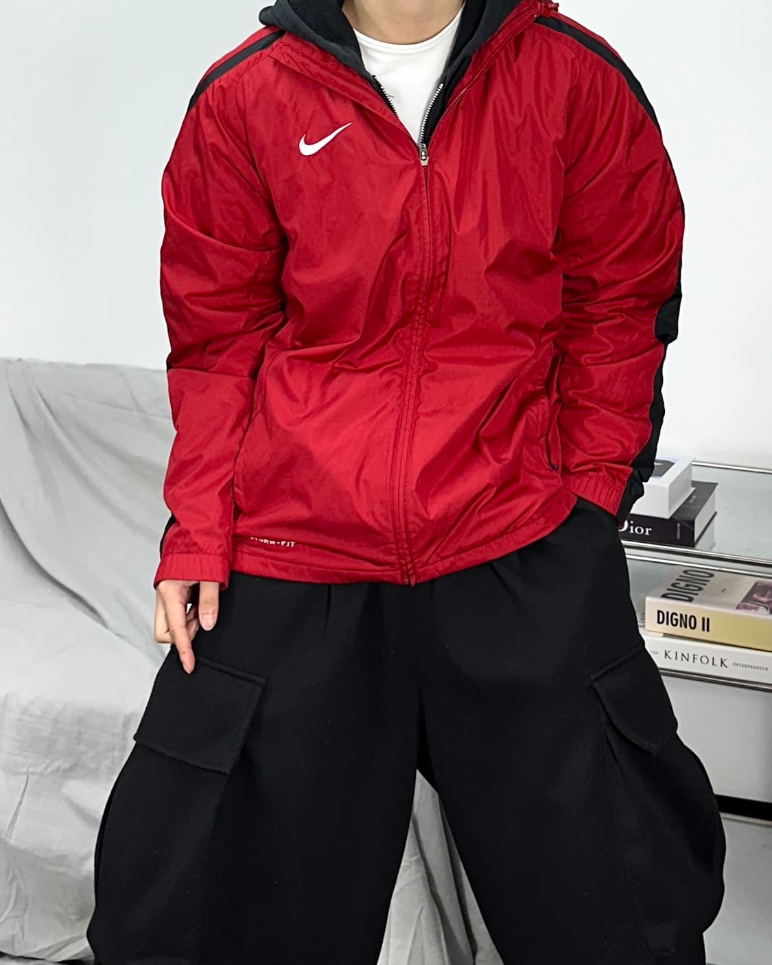나이키 레드 사이드라인 스우시 바람막이 M 상품이미지2
