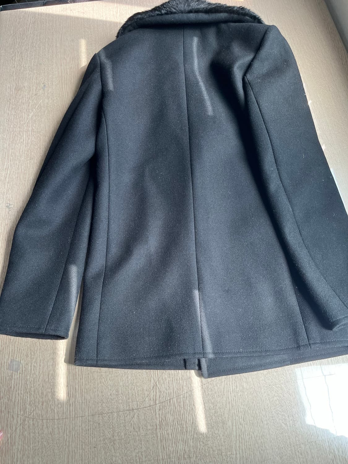 46 생로랑 뉴트리아 리얼 퍼 카라 피코트 자켓 상품이미지5