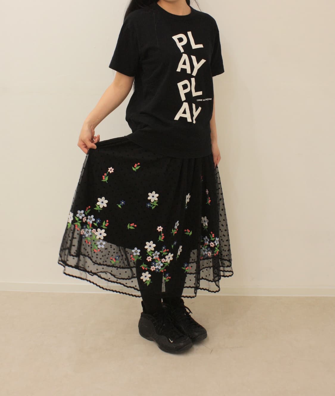 floral embroidered tulle skirt 상품이미지1