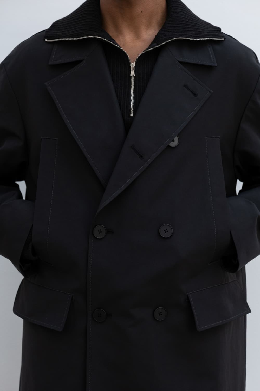 인사일런스 볼드 리브 니트 하프집업 블랙 M 상품이미지4