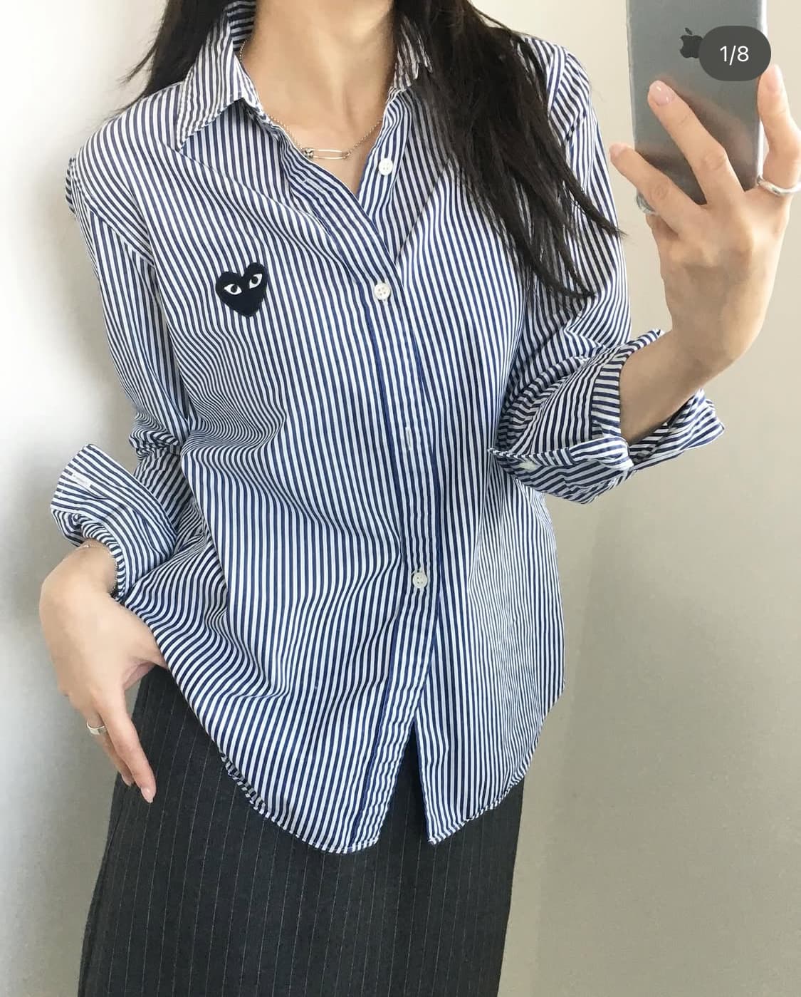 COMMEdesGARCONS 꼼데가르송 블랙와펜 스트라이프 셔츠 상품이미지1