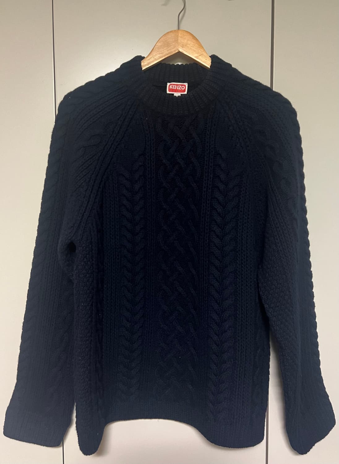 KENZO 겐죠 네이비 크루넥 울 케이블 니트탑 상품이미지1