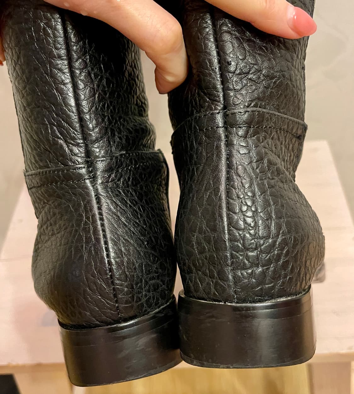 리얼 카우레더 지퍼 롱부츠 블랙 38사이즈(245~250) 상품이미지5