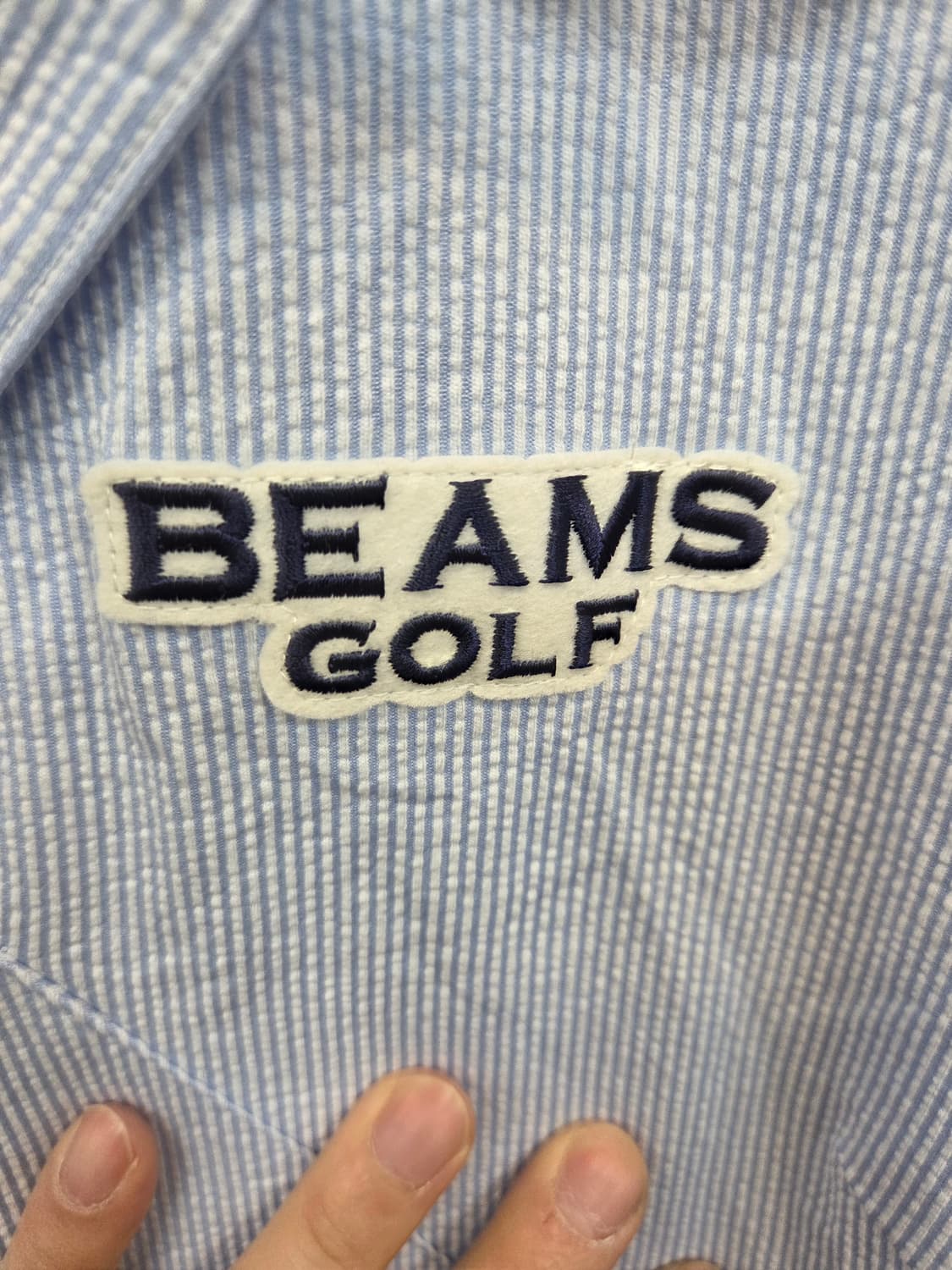 빔즈 여성 골프 시어서커 스트라이프 카라 원피스 L 상품이미지5