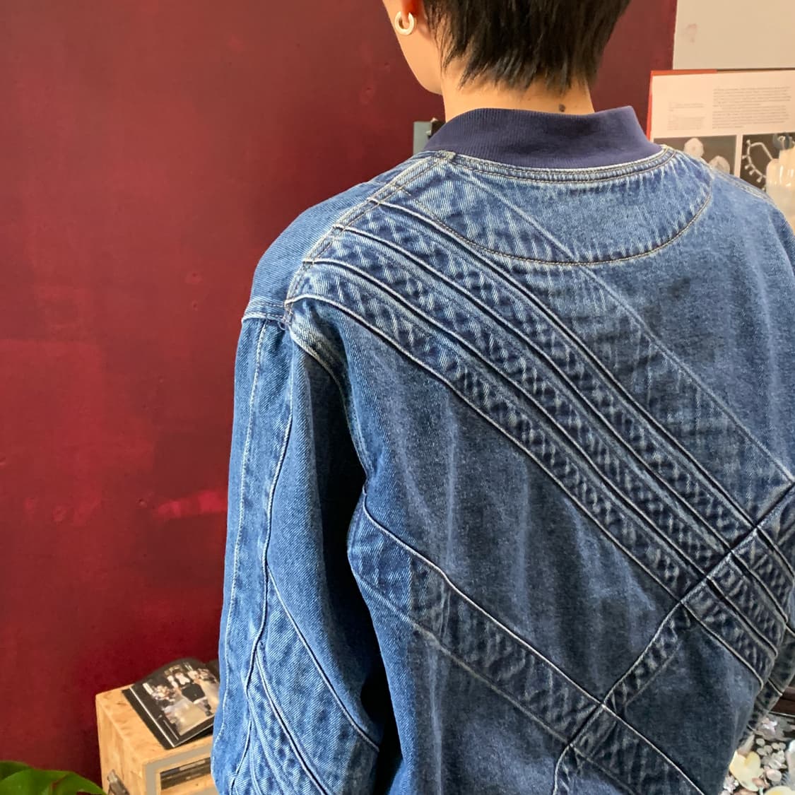 스테판 쿡 패널 데님 바시티 봄버 상품이미지8