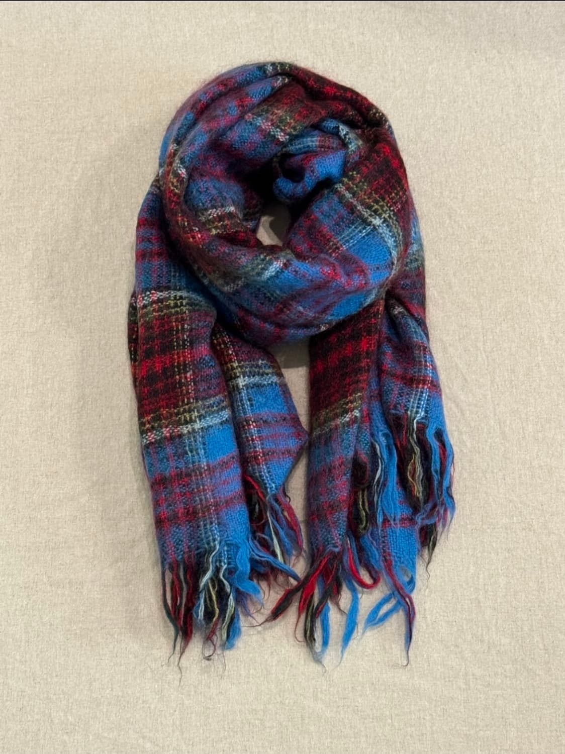 준야와타나베 타탄 체크 울 머플러 상품이미지1