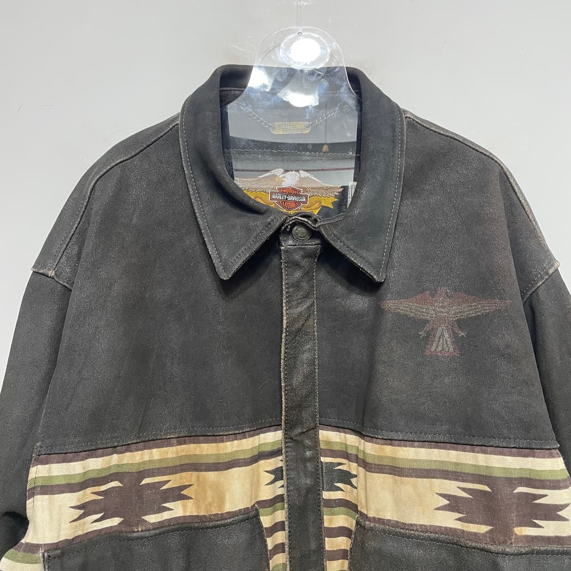 90s 할리 데이비슨 트라이벌 패턴 가죽자켓 상품이미지2
