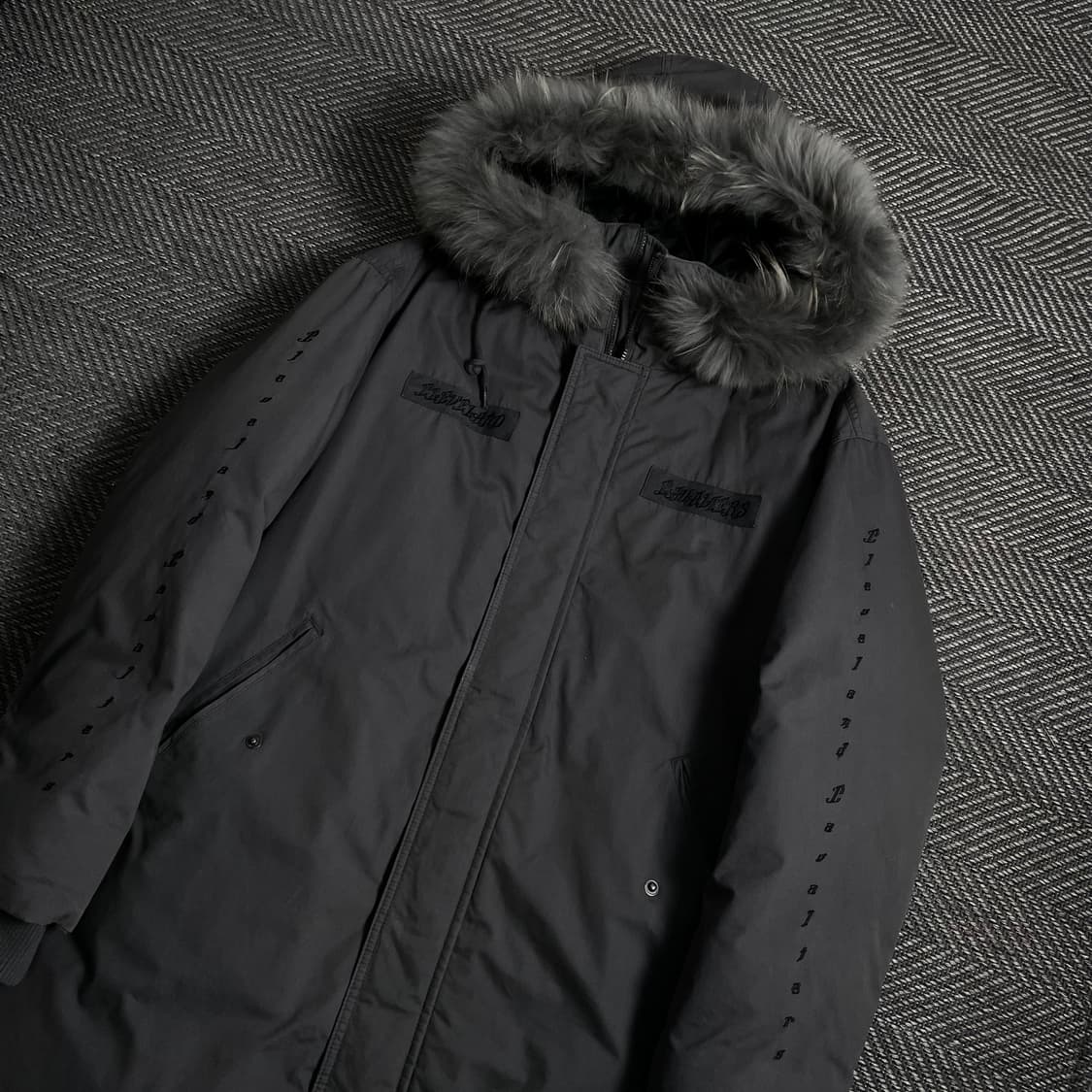 NBA 디테일 로고 그레이 라쿤 퍼 롱 야상 점퍼 y 4040 상품이미지1