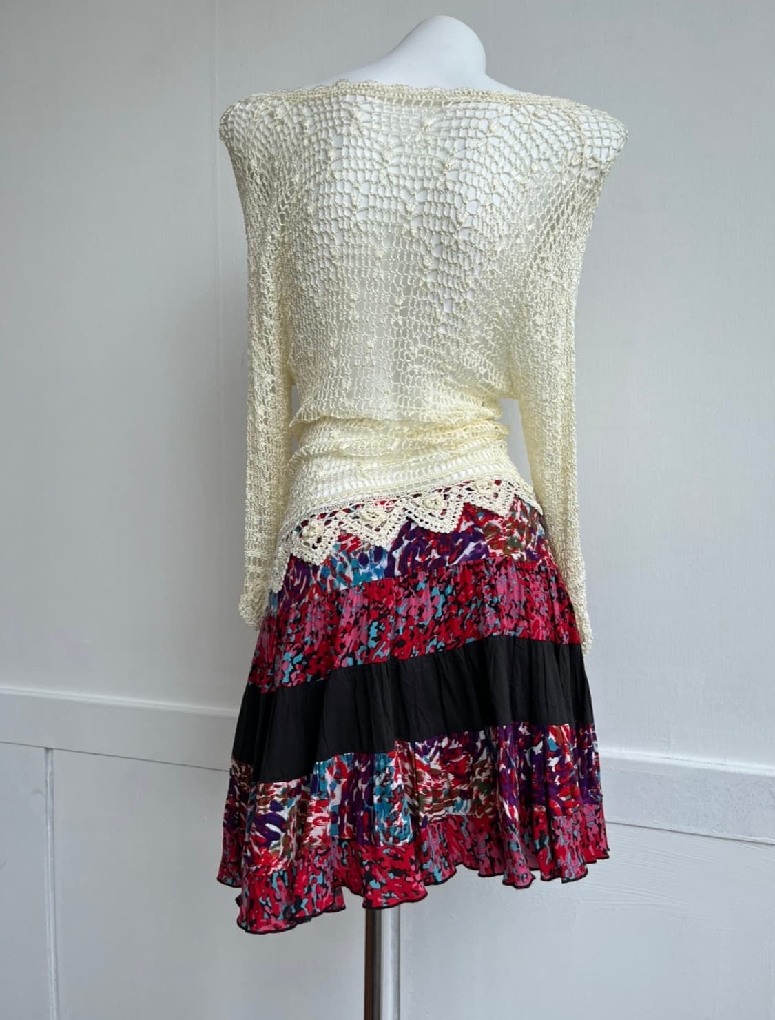 레드 믹스 패턴 캉캉 미니 스커트 상품이미지5