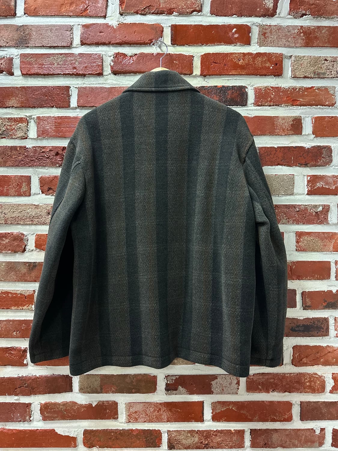 (100)피에르가르뎅 체크 울 블루종 카키 상품이미지6