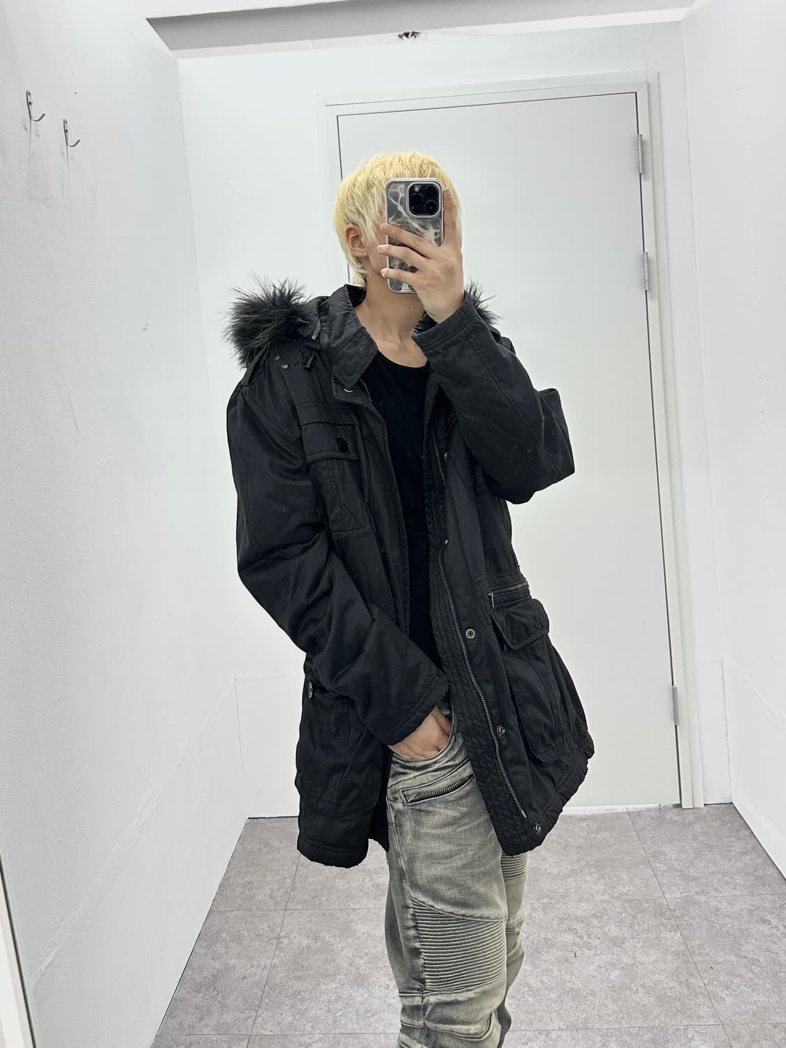 Vintage multi pocket fur hood jacket 상품이미지7