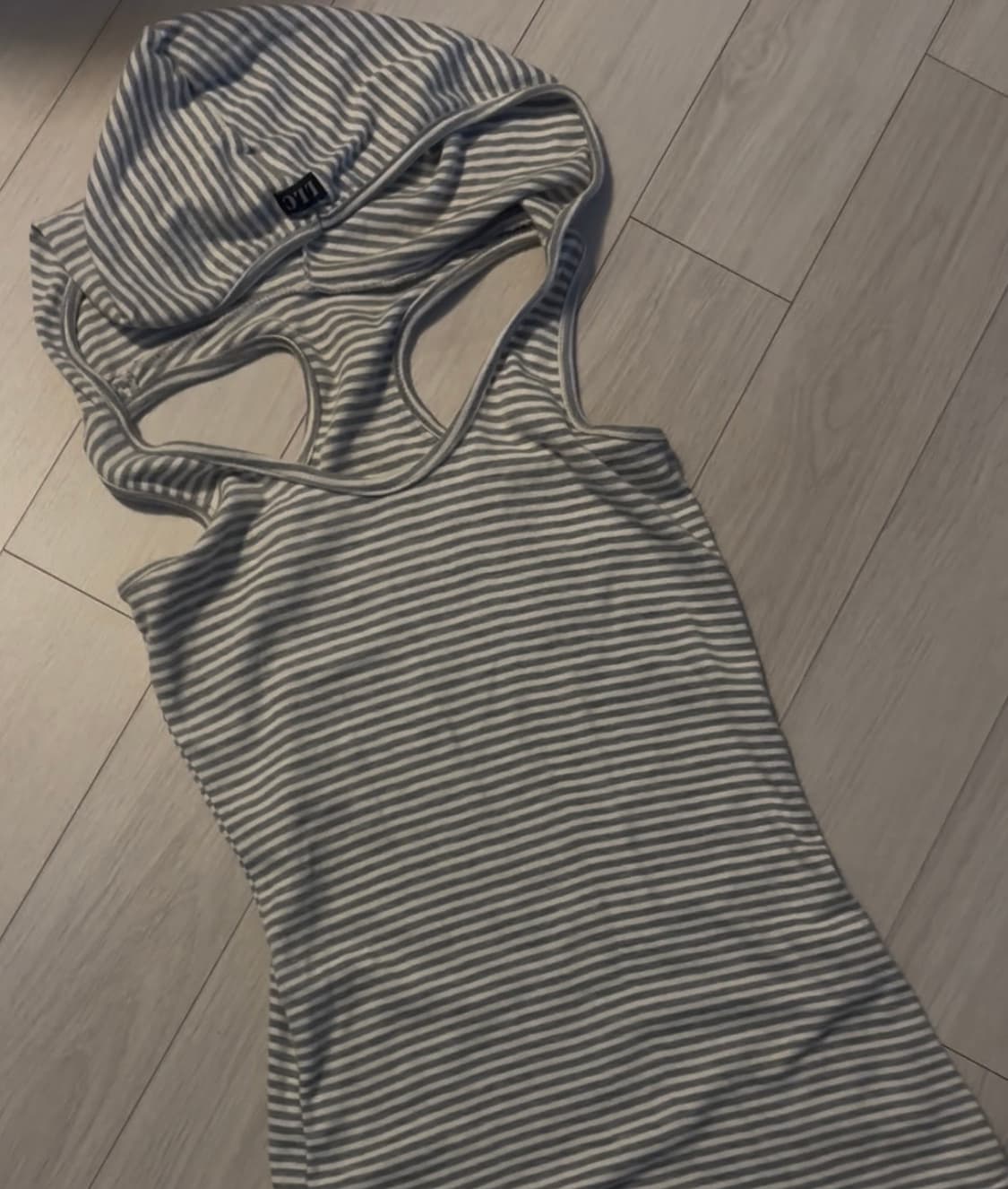 lalacub gray stripe hoodie sleeveless 상품이미지1