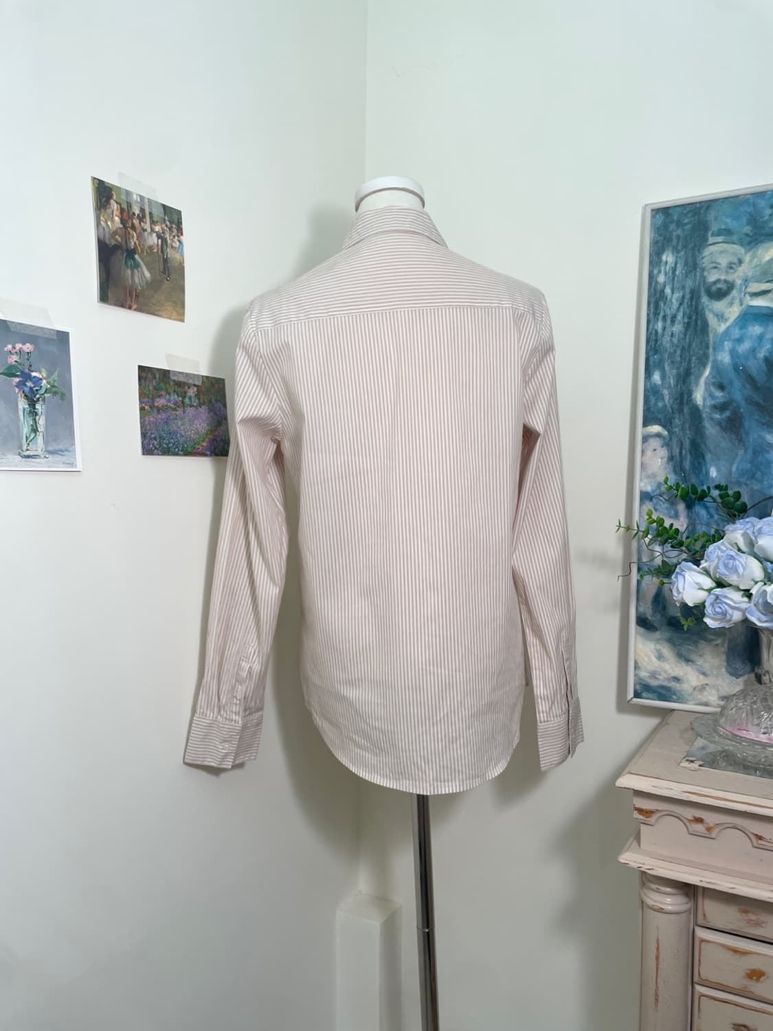 beige stripe basic line shirt(size-M) 상품이미지3