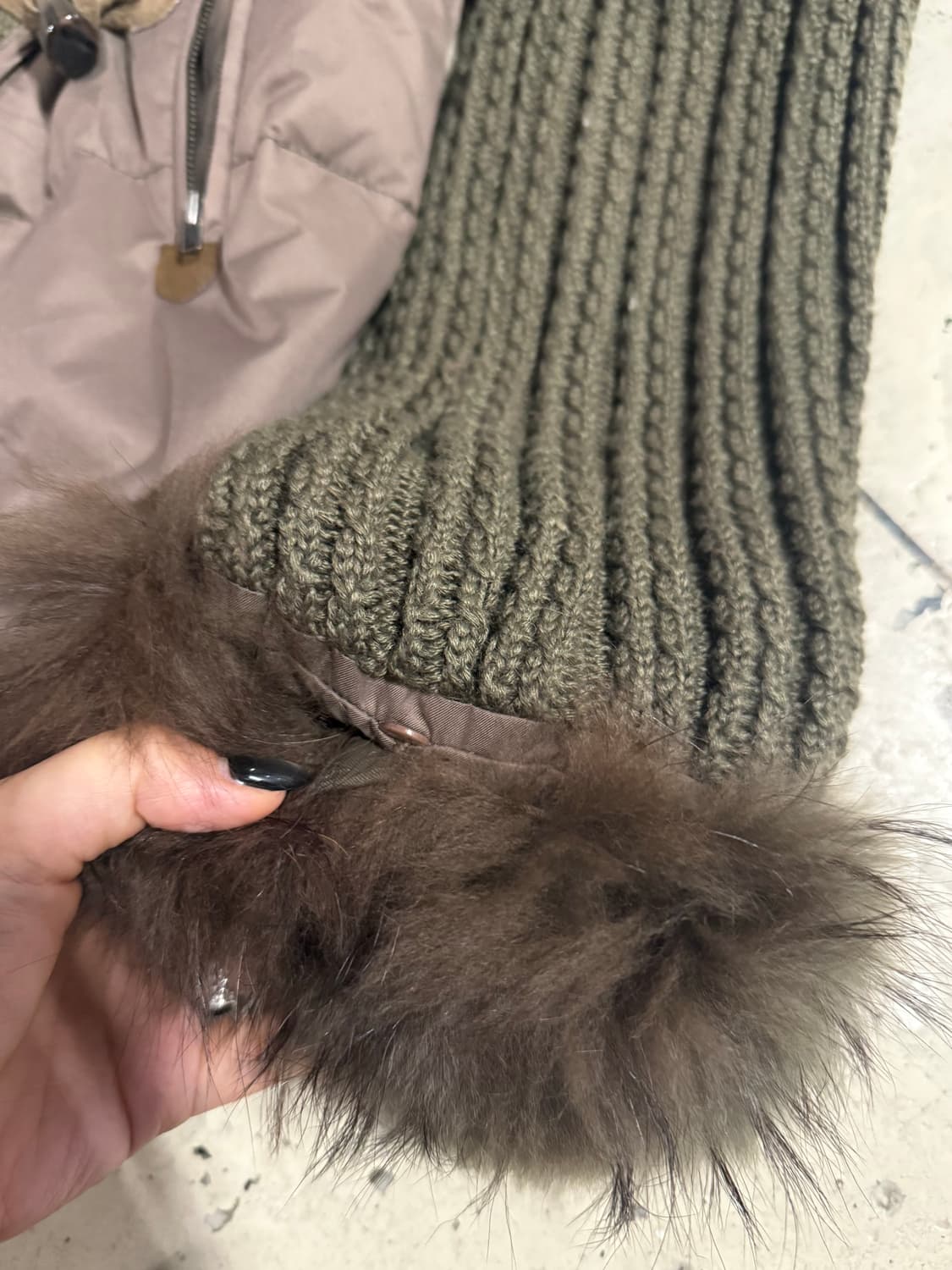 Fairy raccoon fur point knit mix padding 상품이미지4