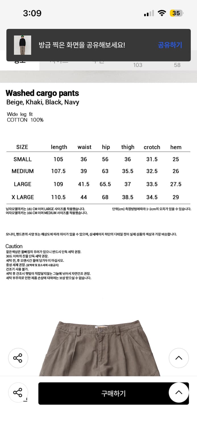 골든선샤인 washed cargo pants 상품이미지5