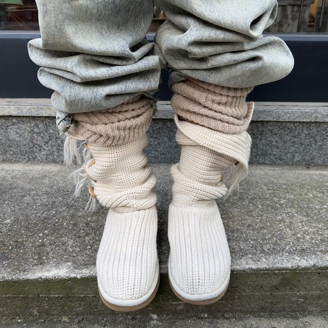 2000s Y2K 니트 카디 어그 부츠 상품이미지6