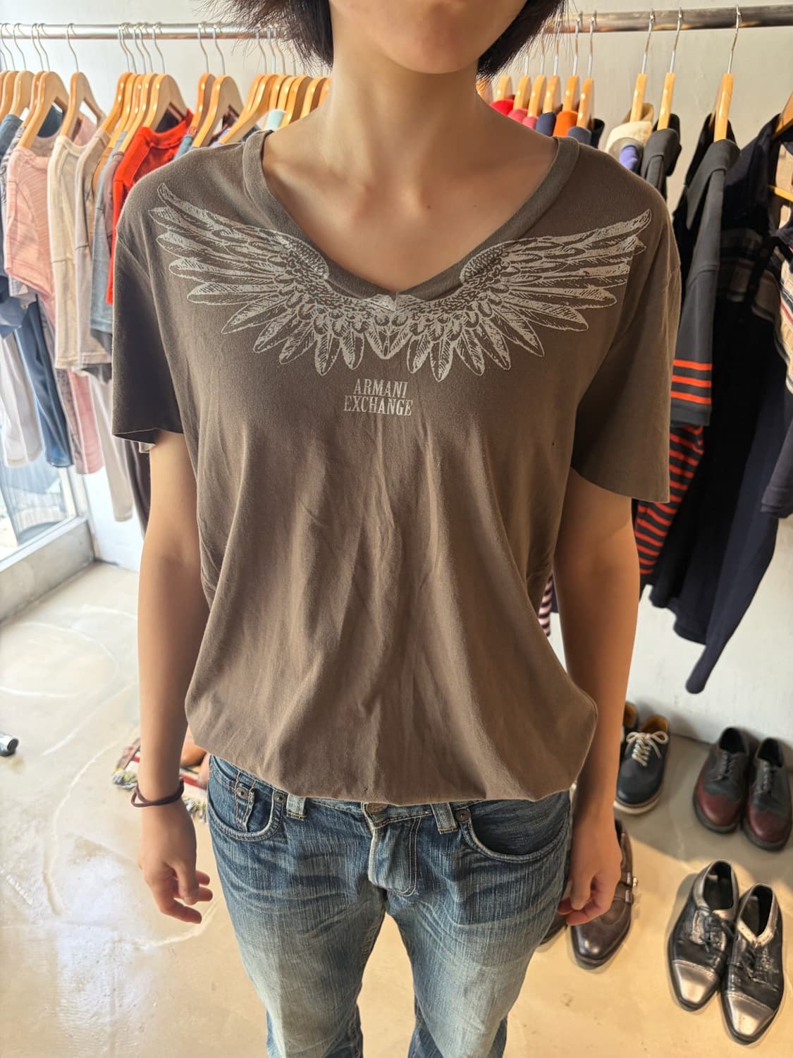 Armani Exchange 브이넥 반팔 티셔츠 S 상품이미지3
