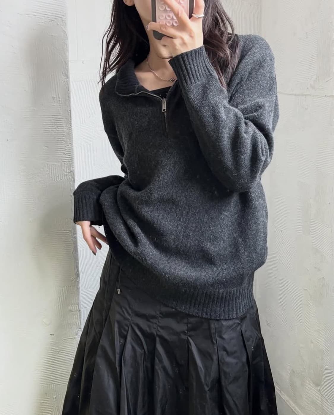 Burberry 버버리 램스울 차콜 하프집업 니트 상품이미지3