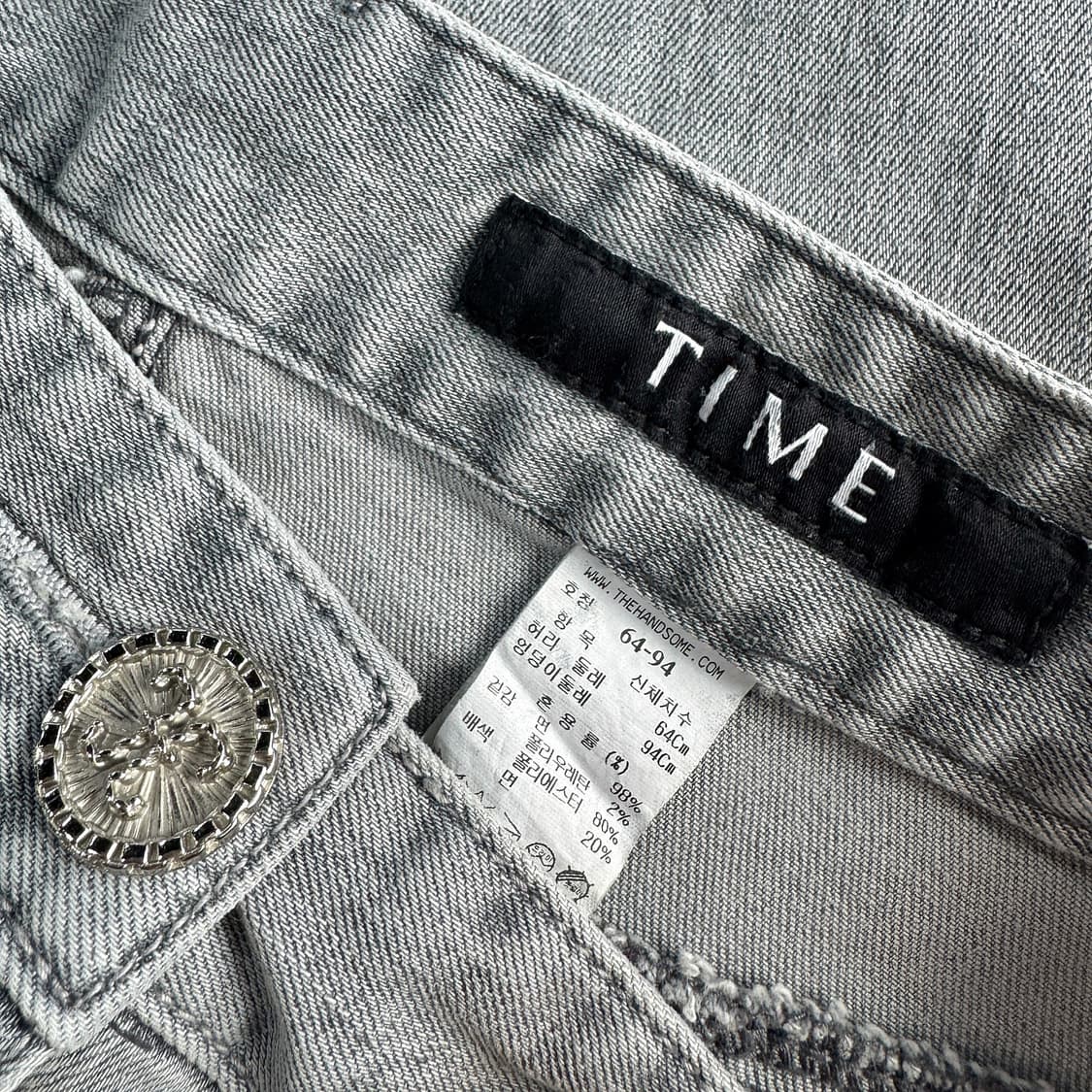 타임 TIME 테이퍼드 로고 큐빅 데님 진 상품이미지3