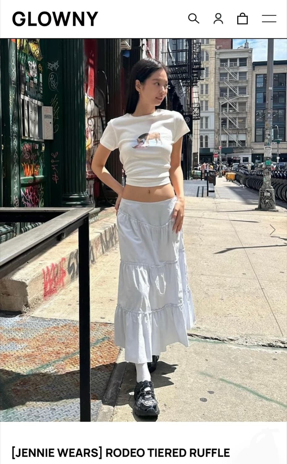 글로니 RODEO TIERED RUFFLE SKIRT (WHITE) 상품이미지1