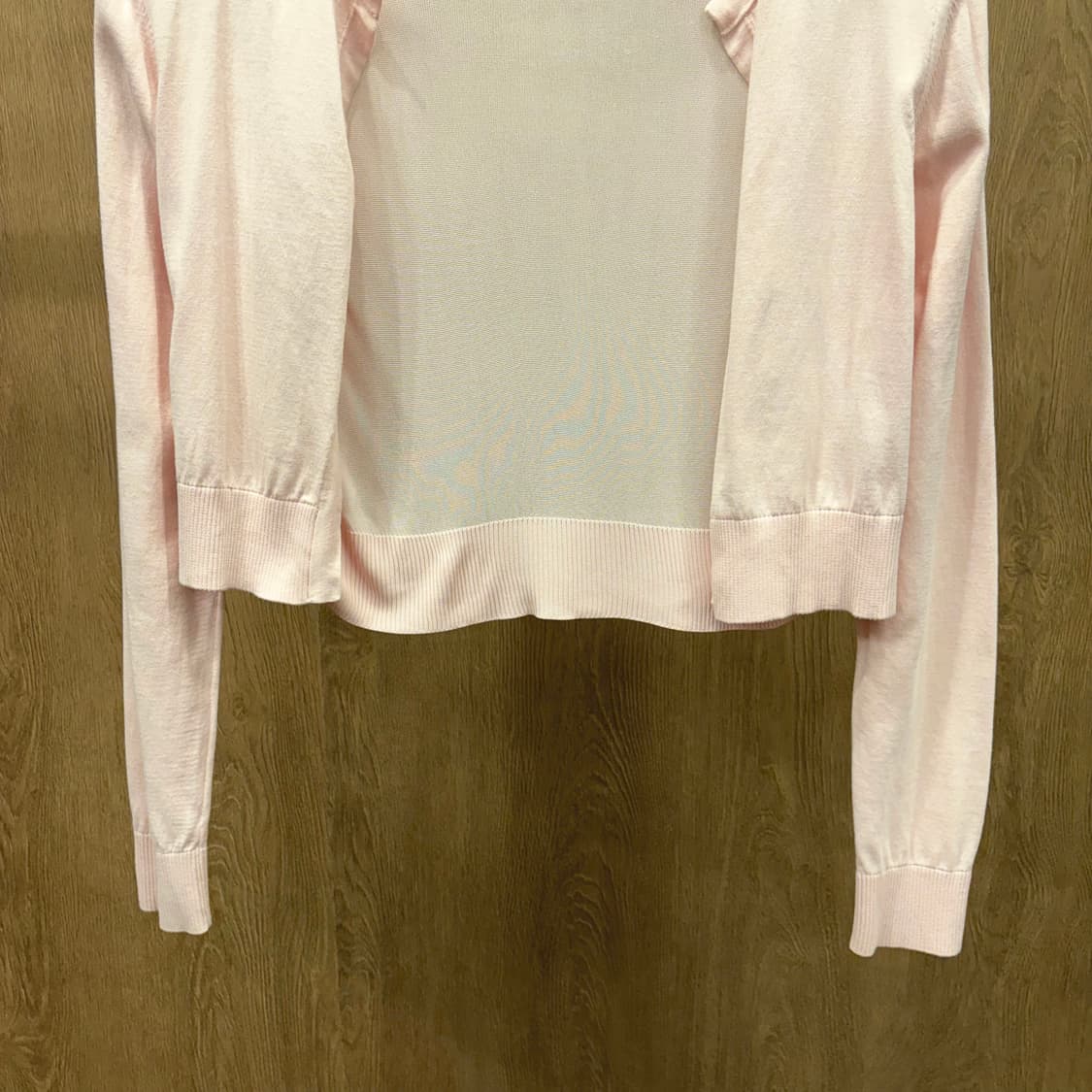 막스마라 스포트막스 긴팔 크롭 코튼 가디건 중앙 오픈형 디테일 핑크 상품이미지5