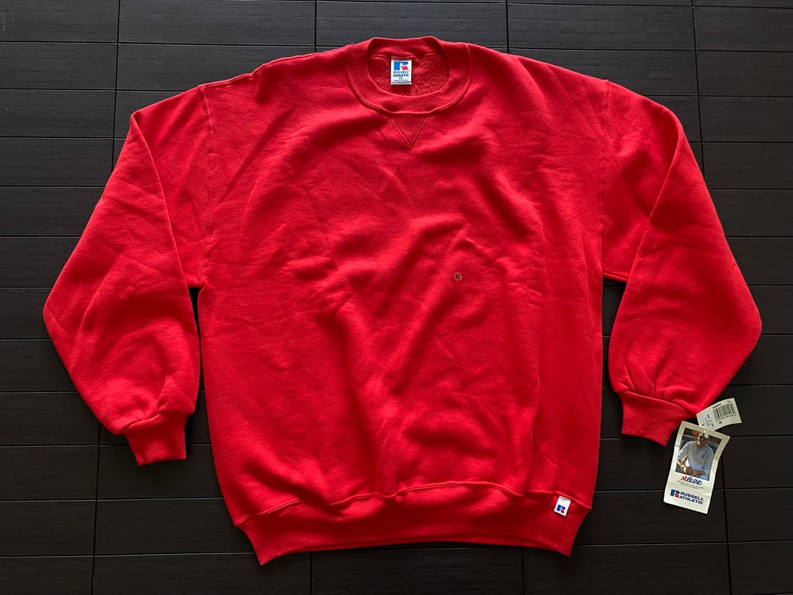 (XL) 90s 빈티지 러셀 스웻셔츠 레드 USA 상품이미지1