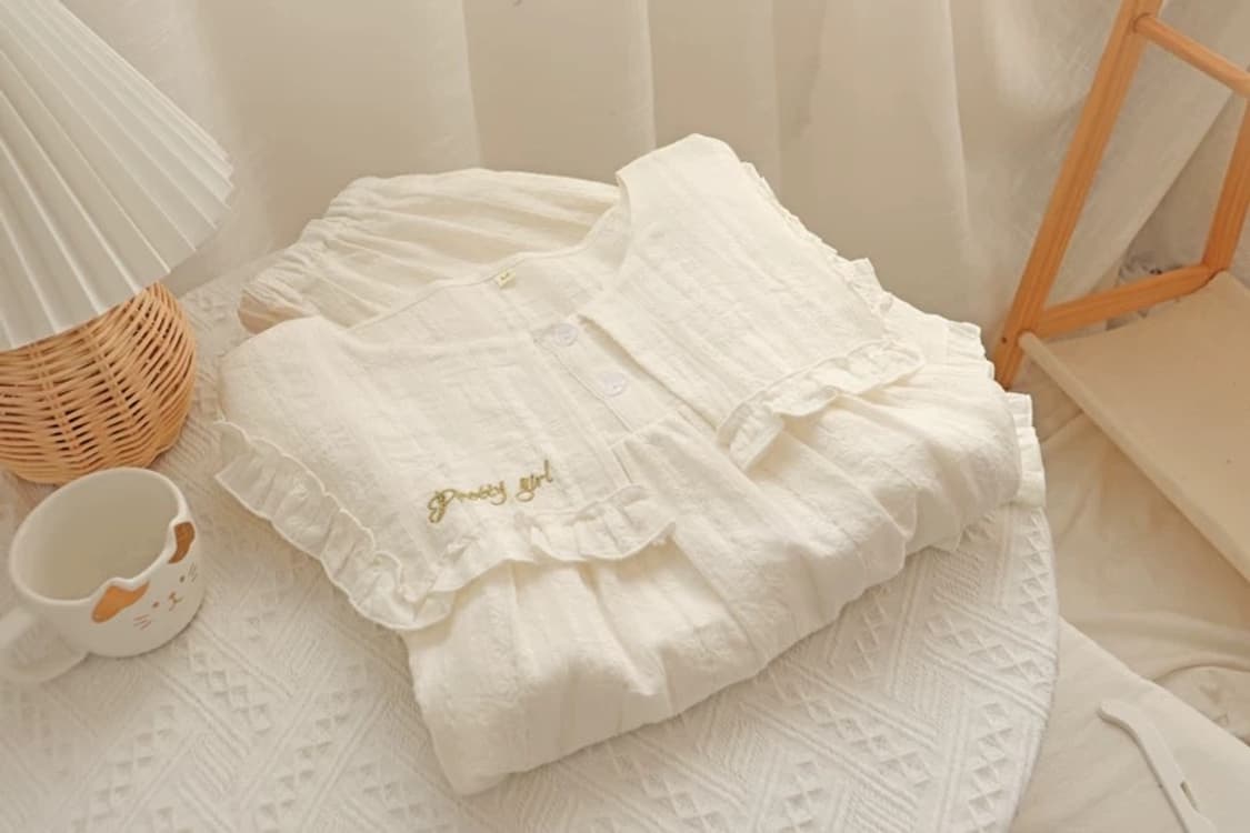 누아젤 화이트 파자마 원피스 상품이미지7