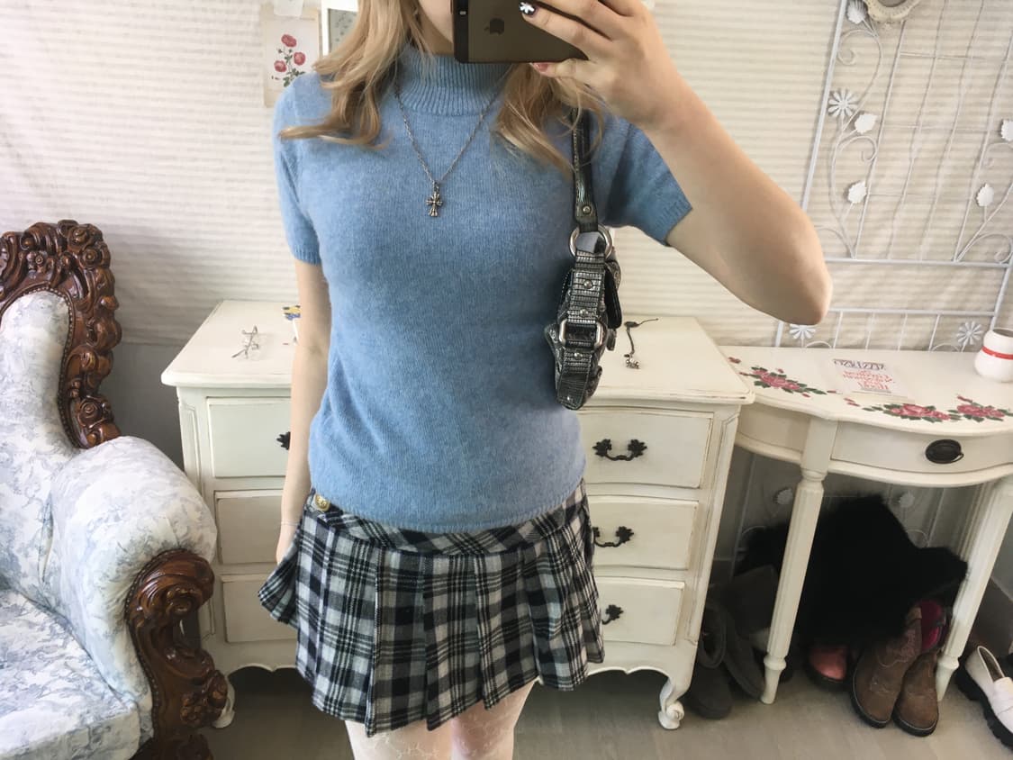 jpn vintage sora wool pullover half knit 상품이미지4