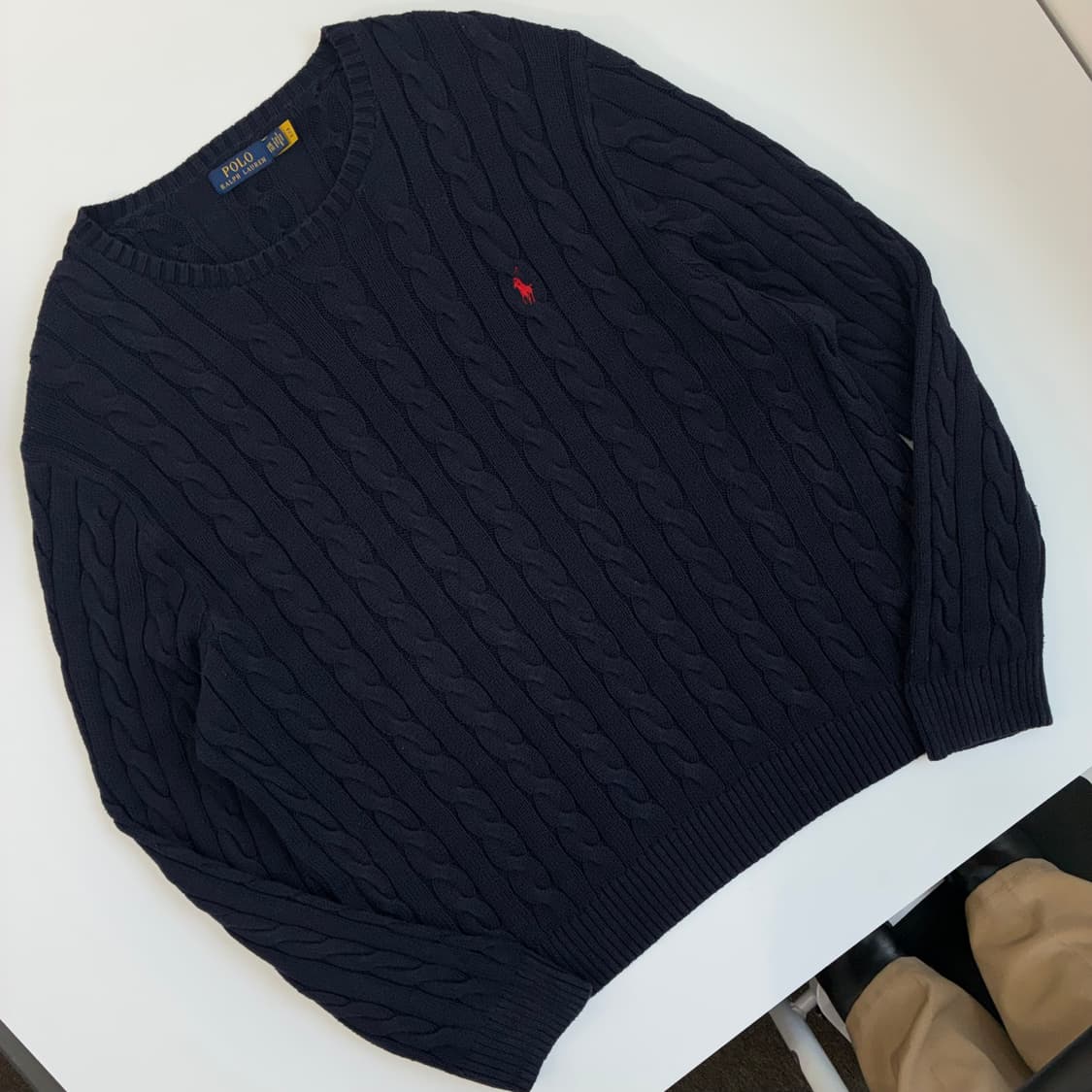Polo  폴로 랄프로렌 신형 자수 코튼 네이비 꽈배기 니트  상품이미지2