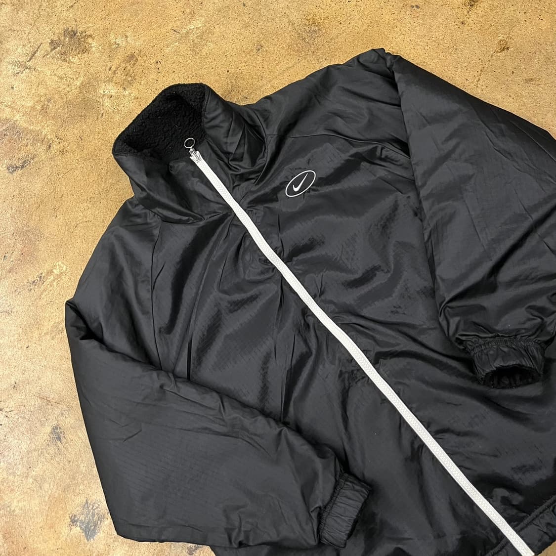 [정품/S] 나이키 검정 흰색 뽀글이 플리스 바람막이 양면 자켓 b16 상품이미지5
