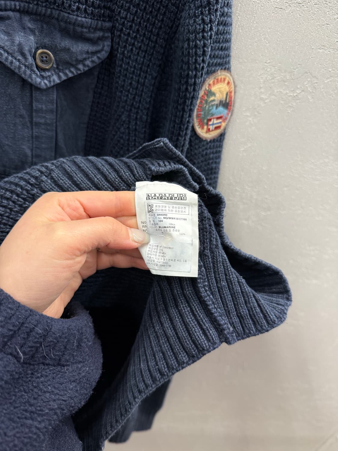 NAPAPIJRI 나파피리 원포켓 니트 가디건 네이비 100  상품이미지4