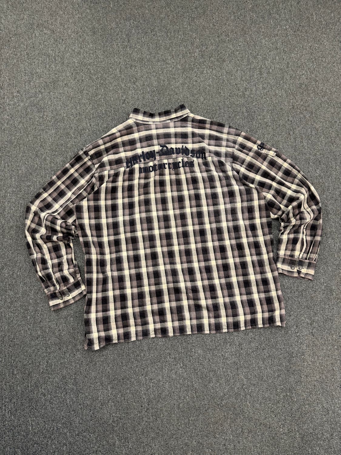 3XL)할리데이비슨 빈티지 자수 체크 긴팔셔츠 상품이미지7