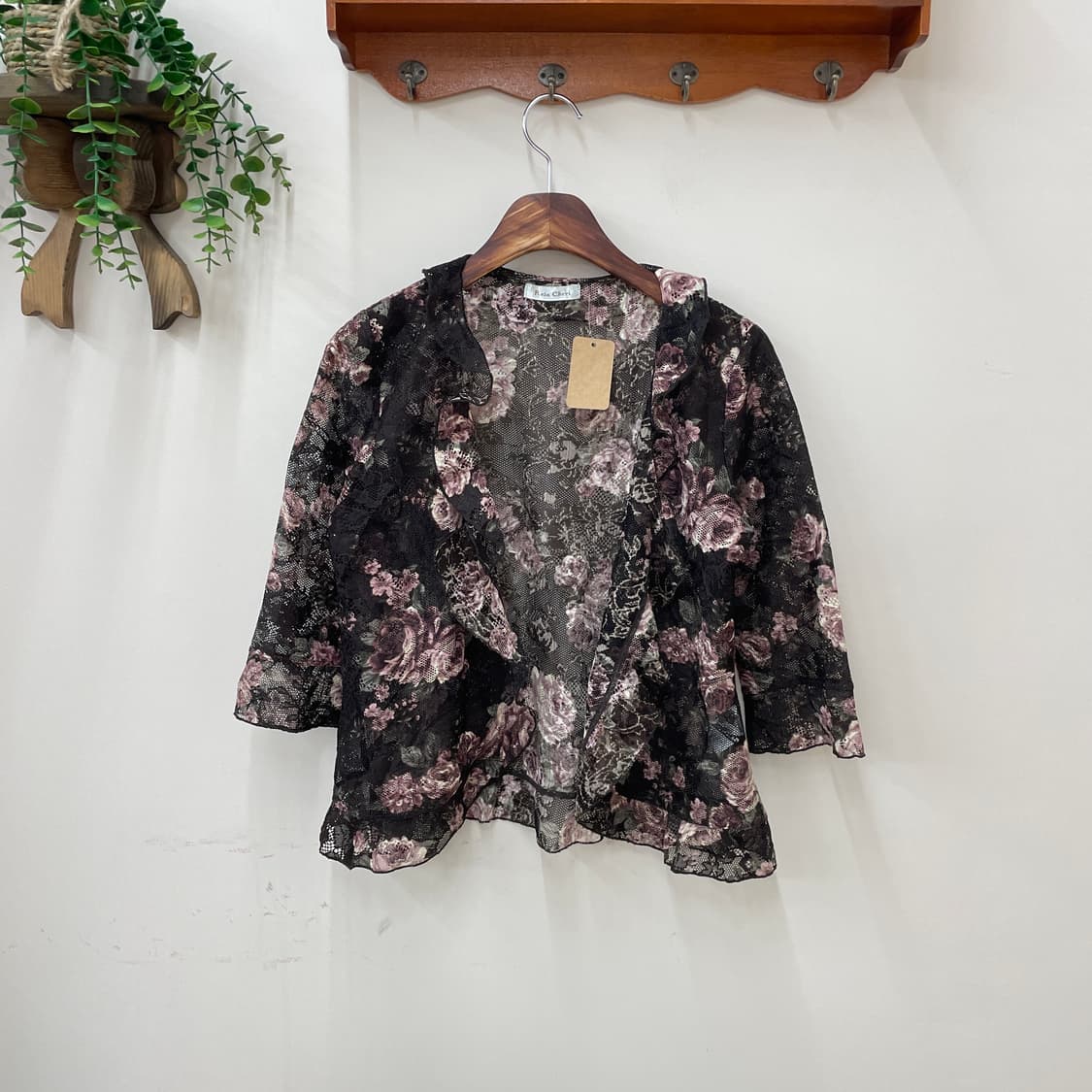 Rosa cherry 장미 레이스 프릴 볼레로 상품이미지1