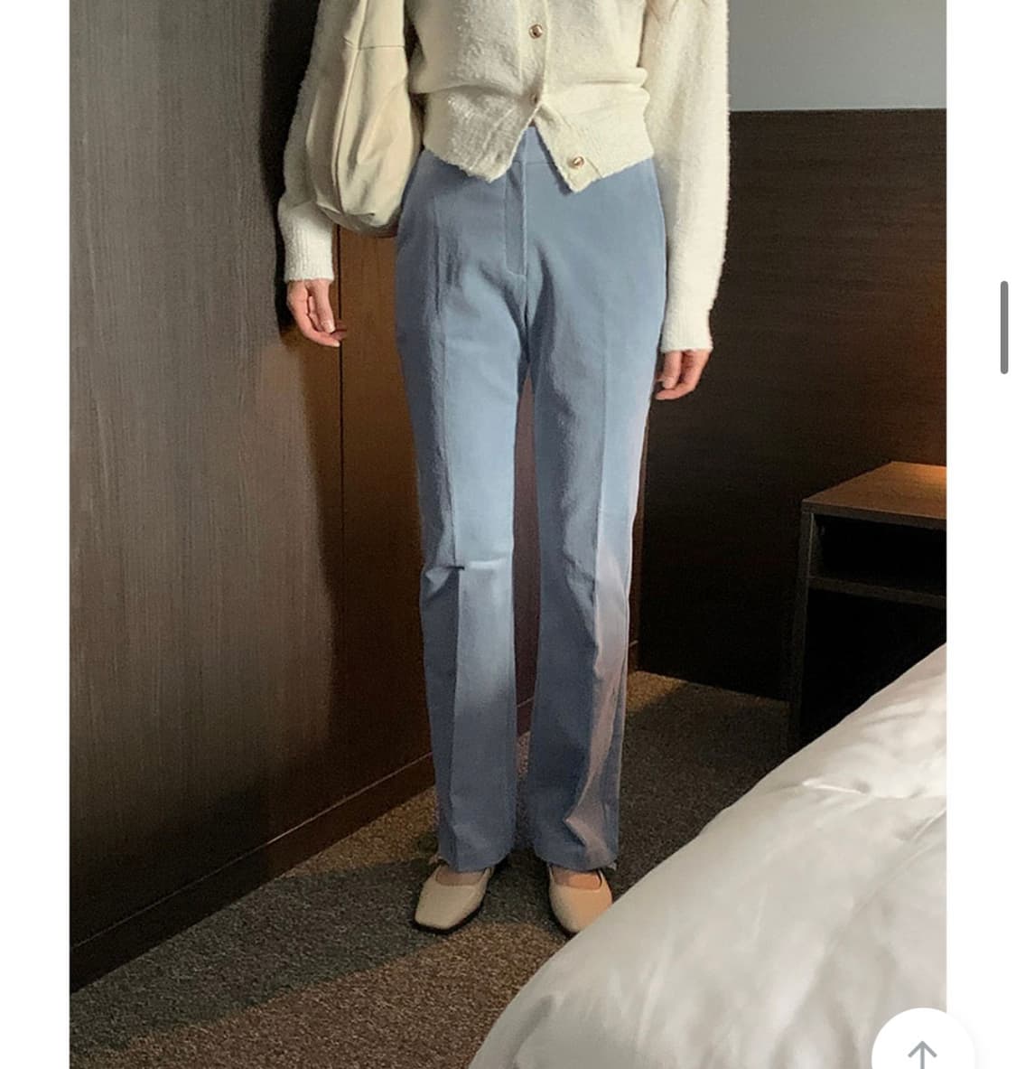 여성 나이브실루엣 코듀로이 골덴 팬츠 하늘색 m 상품이미지9
