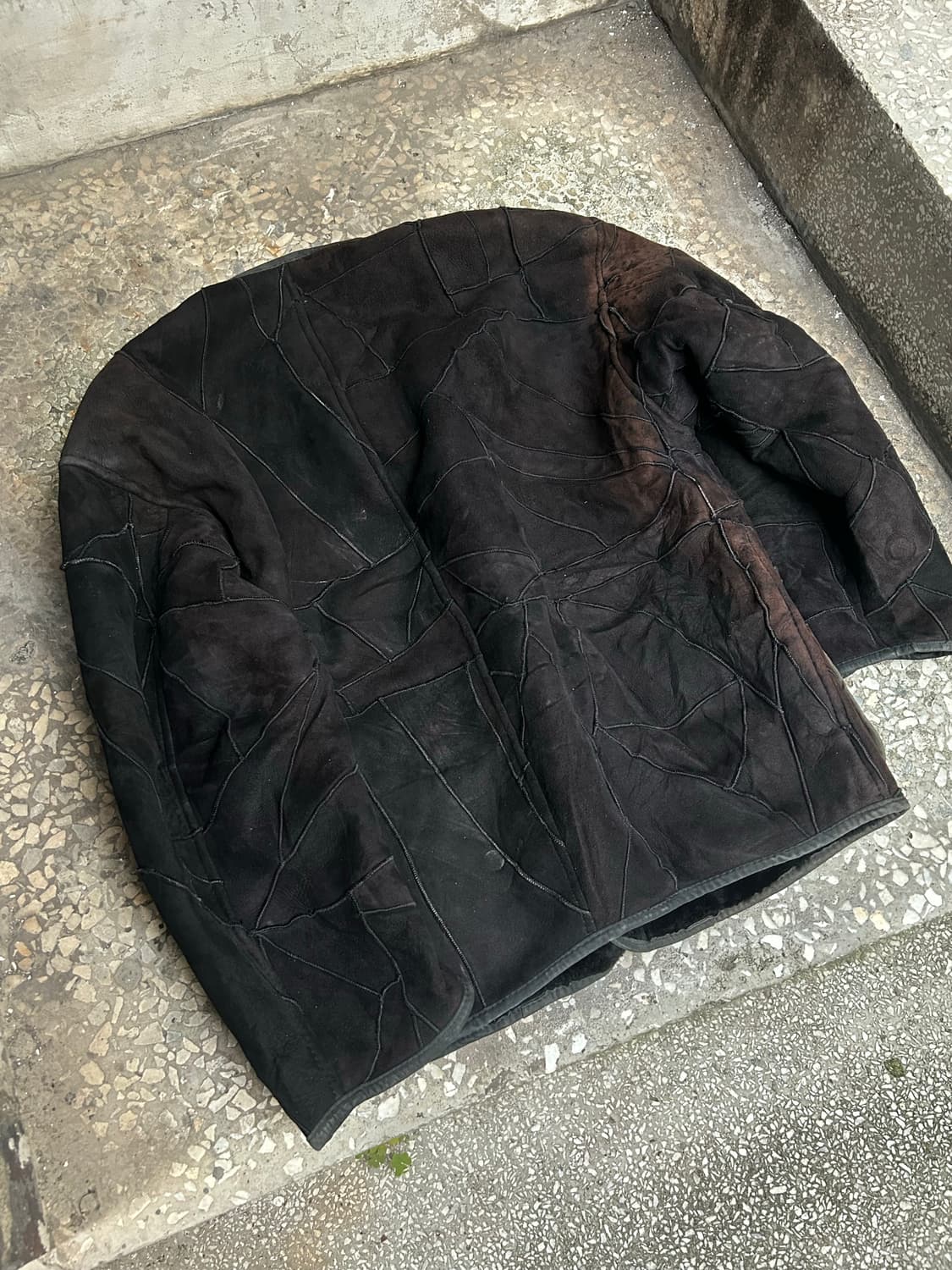 1980s issey miyake 레더 시어링 블랙 자켓  상품이미지5