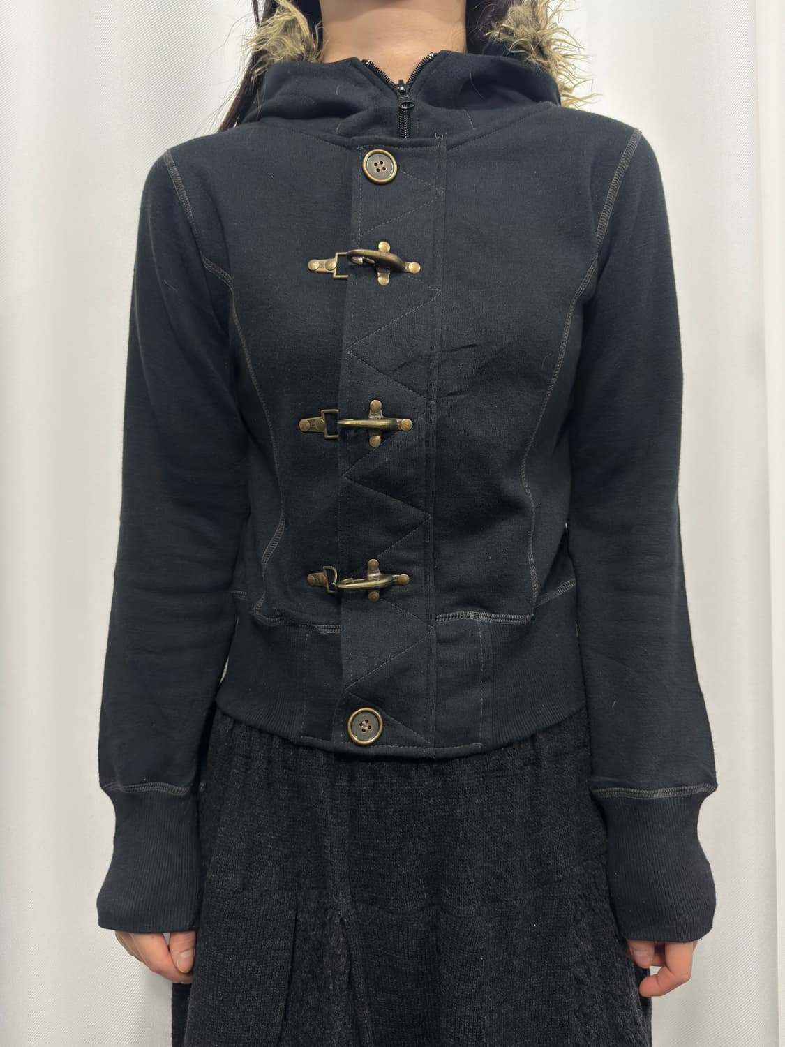 fur buckle hood zipup 상품이미지1