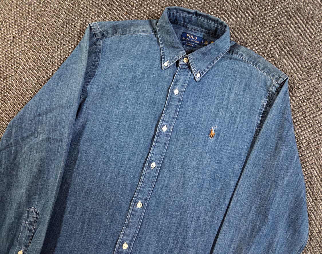 신형 QR 폴로 랄프로렌 클래식핏 샴브레이 데님셔츠 상품이미지3