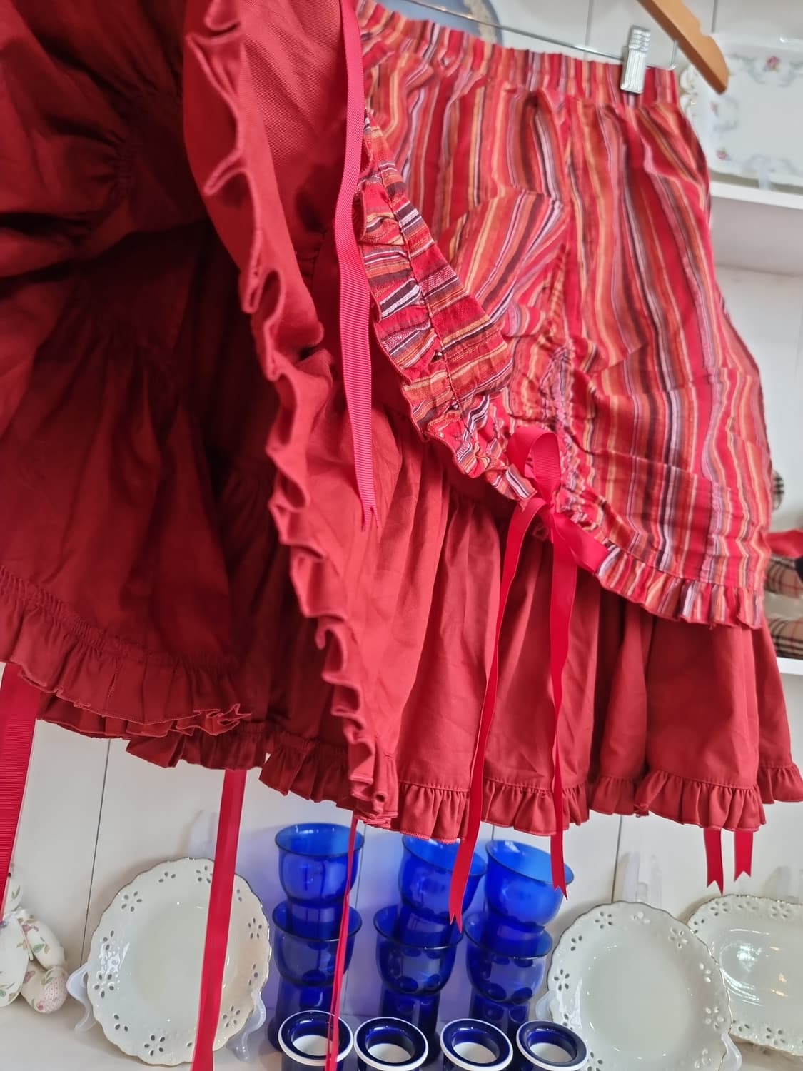 레드 스트라이프 리본 캉캉 스커트 상품이미지3