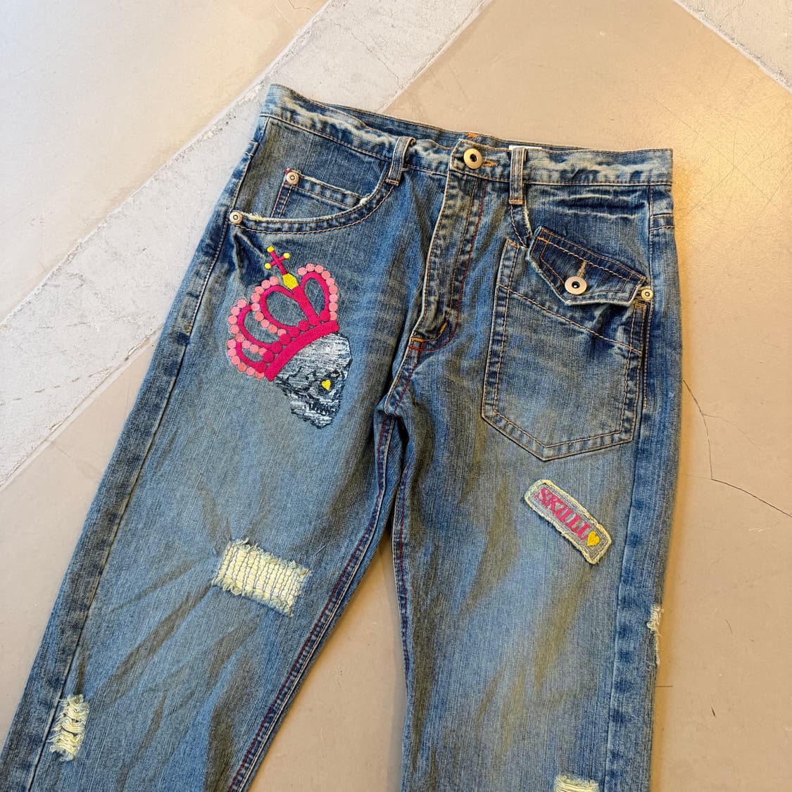 jpn 크라운 스컬 데님 팬츠 상품이미지3