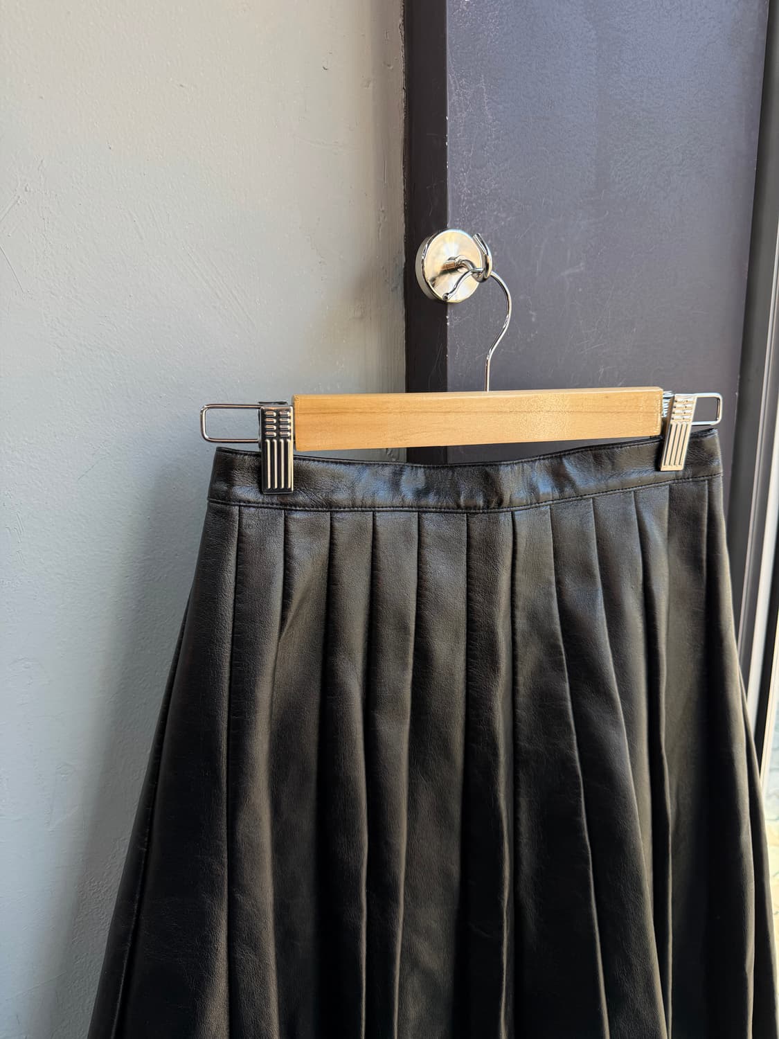 S/ 준야 와타나베 2011FW 레더 플리츠 스커트 블랙 상품이미지4